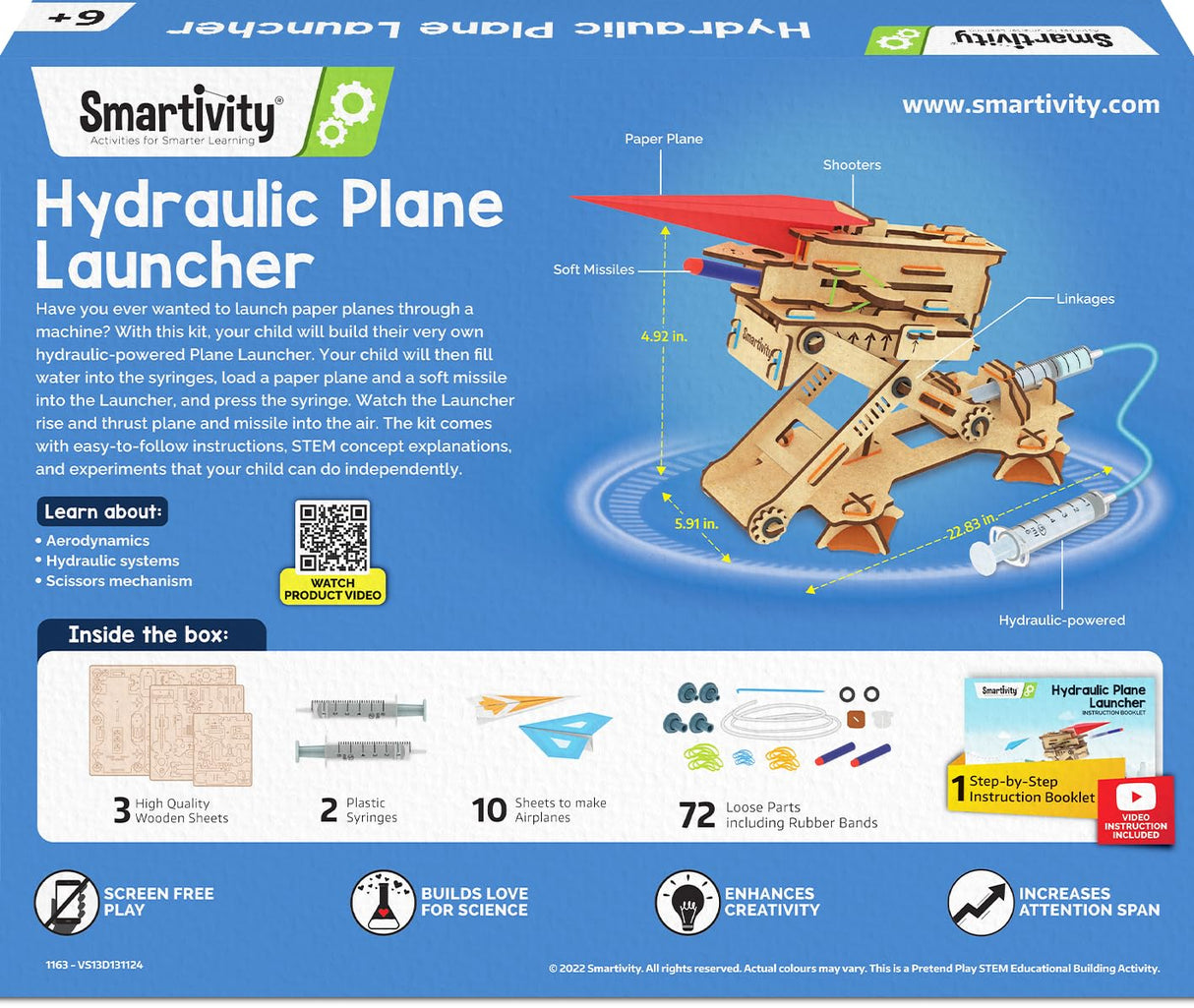 Smartivity 2in1 Hydraulic Airplanes & Darts Launcher STEM Toy for Kids Ages 6-14 Years I Cool Birthday Gifts for Boys & Girls | DIY Science STEM Kit for 6, 8,10,12,14 Years I Engineering Game Smartivity