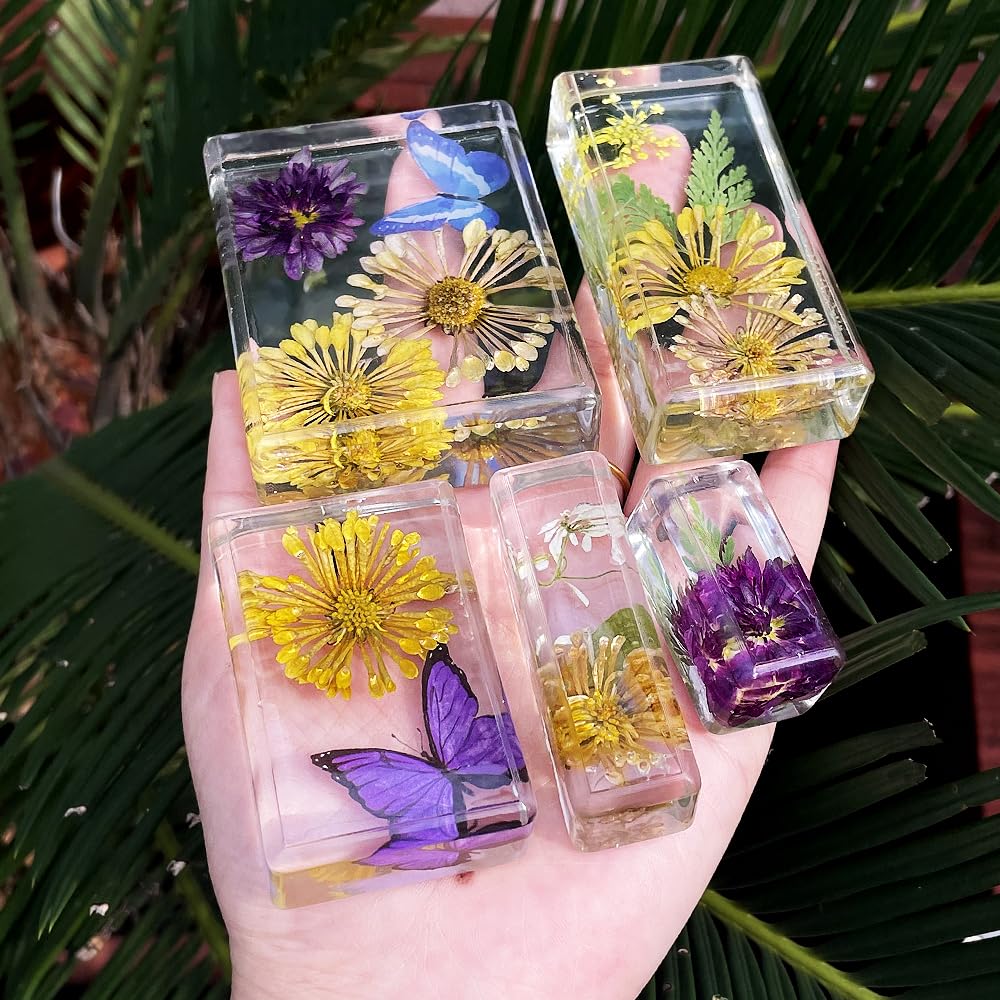 RESINWORLD Upgraded 10 Sizes Epoxy Resin Molds Silicone Kit, Square Rectangle Silicone Molds for Resin, Soap, Candles, Specimen, Dried Flower ResinWorld