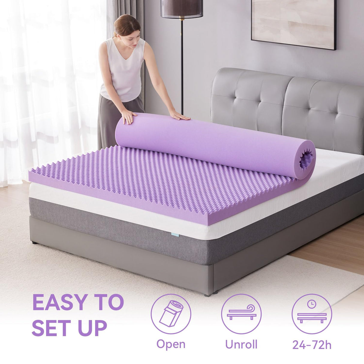 SINWEEK 1.5 Inch Egg Crate Memory Foam Mattress Topper Queen Size, Soft Mattress Pad for Back Pain Relief, Bed Topper, CertiPUR-US Certified SINWEEK