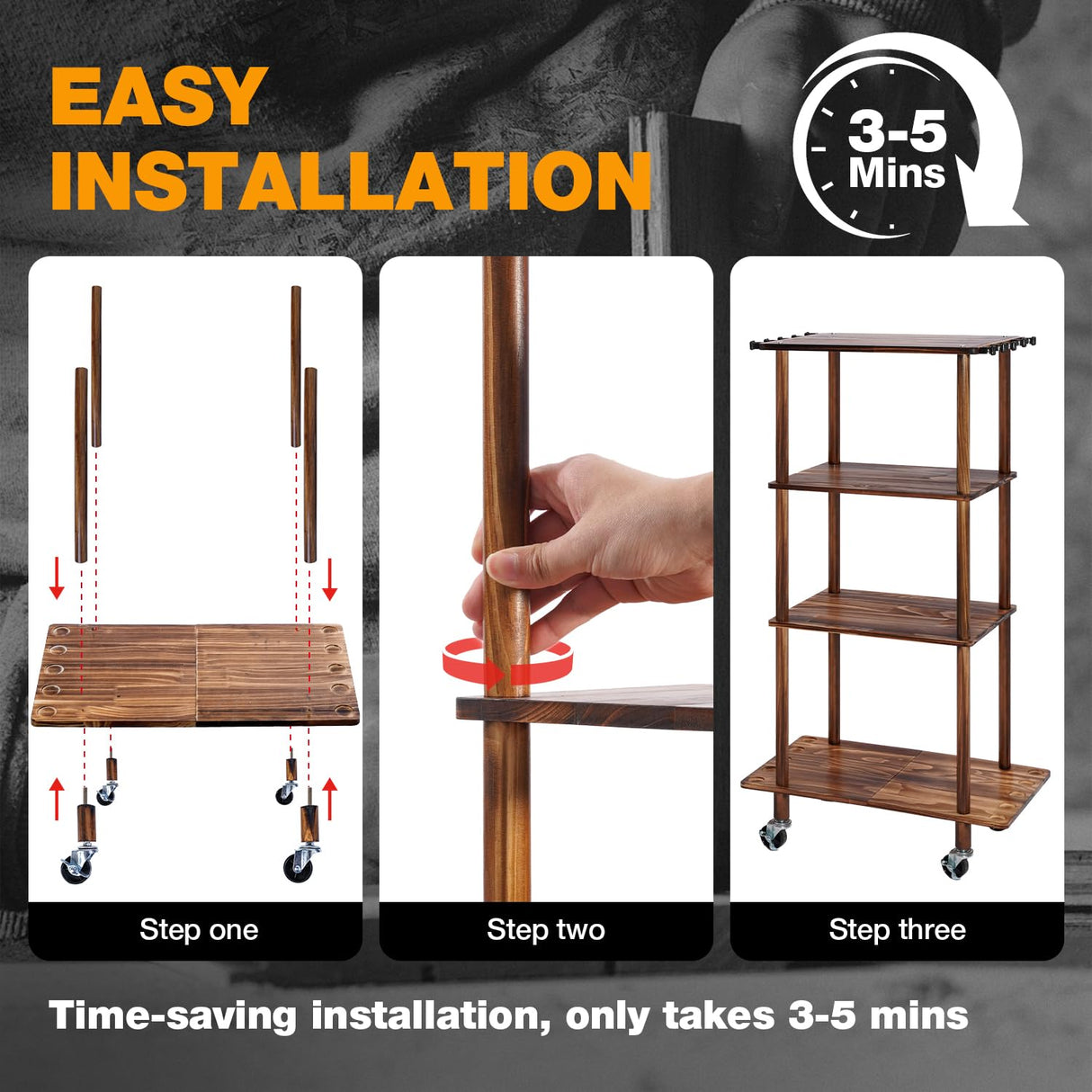 Ghosthorn Fishing Rod Holders for Garage Fishing Pole Rack Hold up to 10 Rods Fishing Pole Holders Wooden Organizer Fishing Rod Rack car Fishing Gear Storage Equipment (4 Tier) Ghosthorn