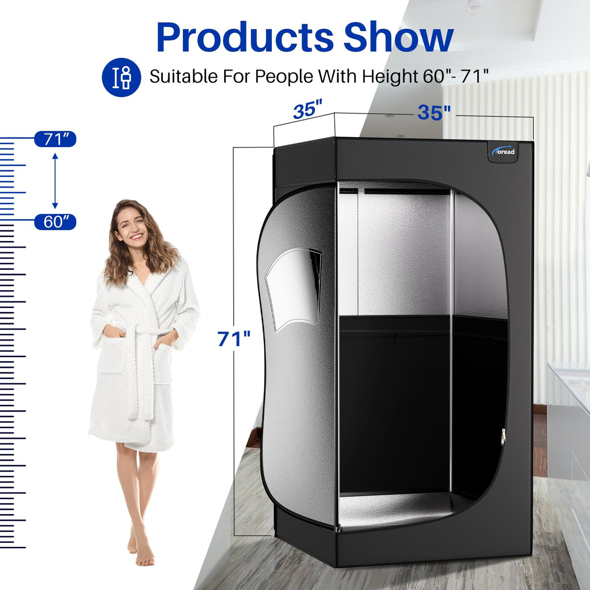 TOREAD Portable Far Infrared Sauna, Portable Infrared Full Size Sauna Tent, Sauna for Infrared Home Spa, Heated Body Therapy, Time & Temperature Remote Control (35"x35"x71") TOREAD