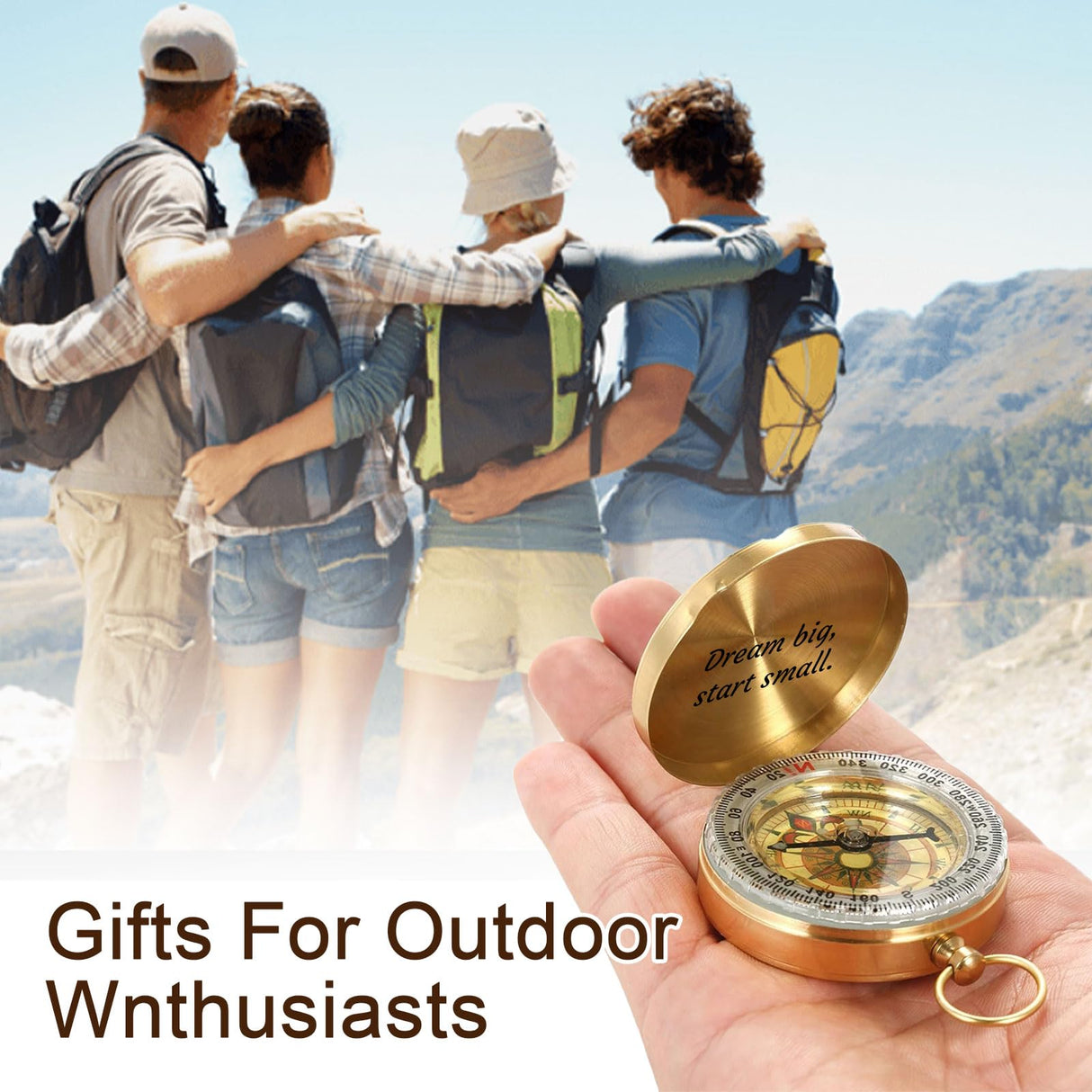 Compass Personalized Portable Compass Custom Text Mini Compass with Waterproof Luminous Function Survival Gifts for Men Women Hiking Camping Hunting Map Navigation Tool (Compass) RSQGT