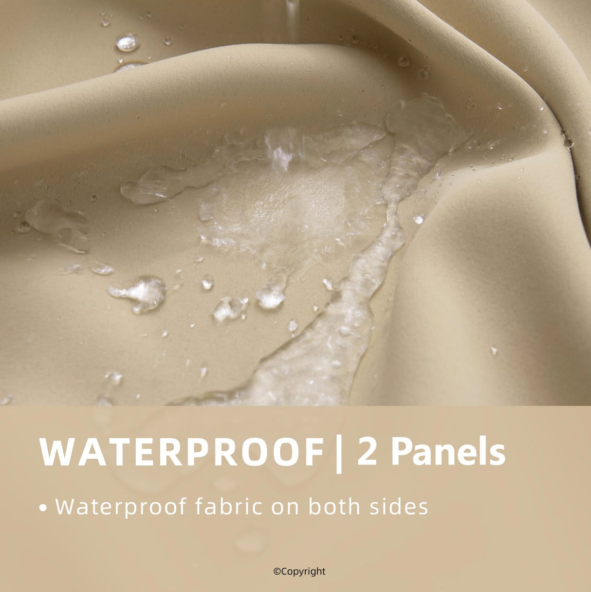 Waterproof Outdoor Curtain W52 x L84 - Grommet Top Sunlight Blocking Window Treatment Drapes Blackout Curtains for Home Bedroom Living Room Patio Porch Pergola Cabana Gazebo (Beige, 2 Panels) DIVA EN CAMINO DEC