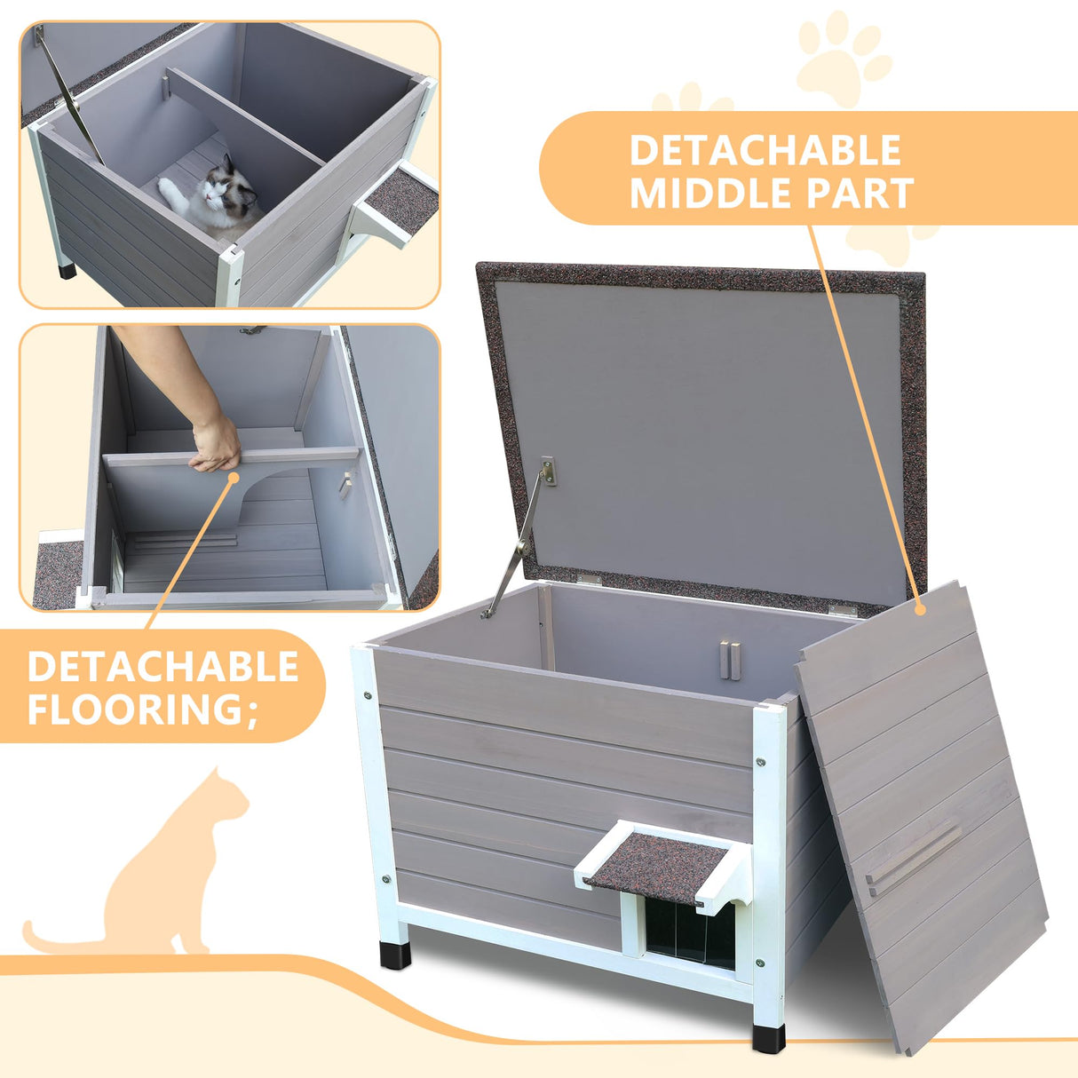 Rockever Outdoor Cat House, 100% Insulated Outdoor Cat Houses for Winter Outdoor Cat Houses for Feral Cats Weatherproof All-Round Foam Design Rockever