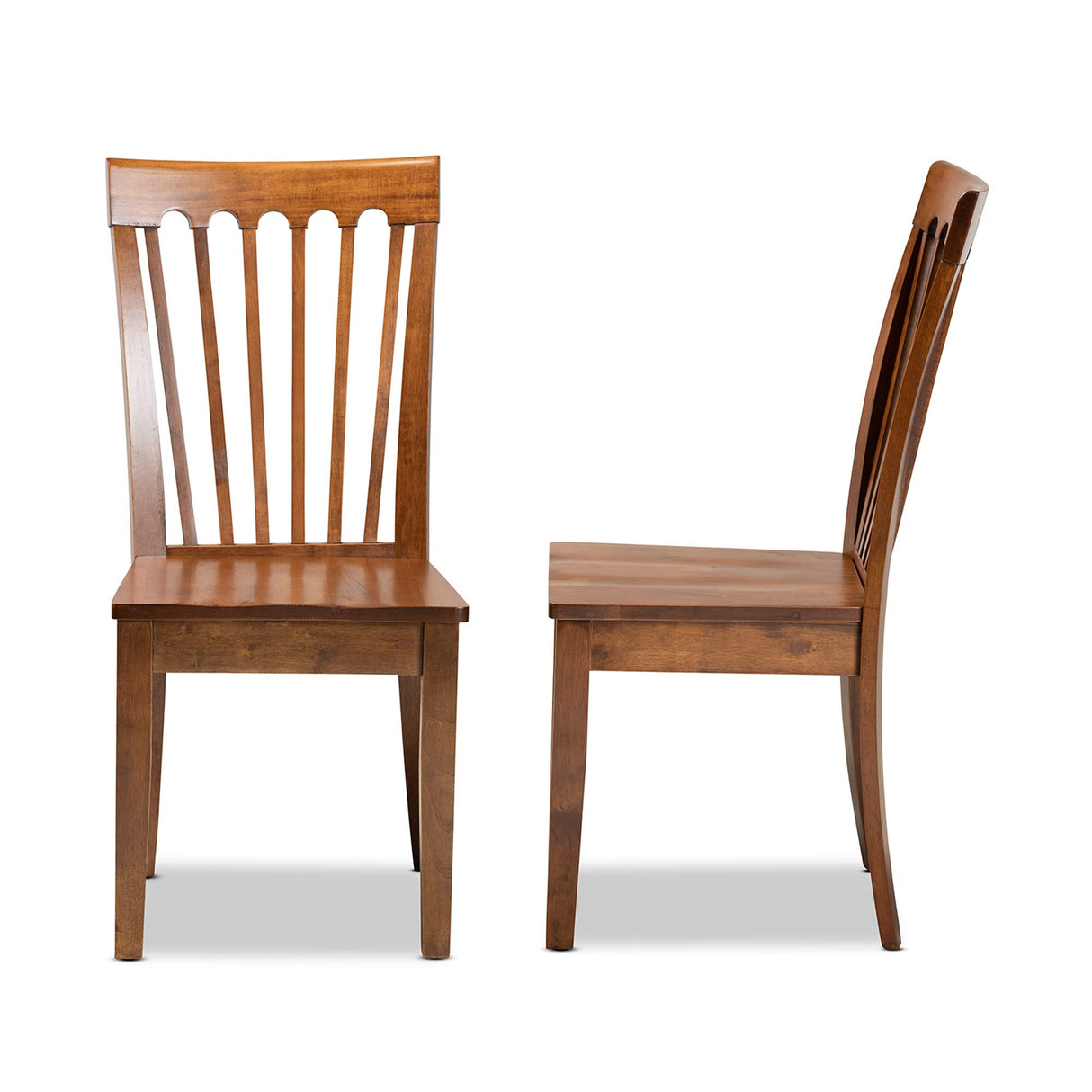 Baxton Studio Minette Dining Chair and Dining Chair Transitional Walnut Brown Finished Wood 2-Piece Dining Chair Set Baxton Studio