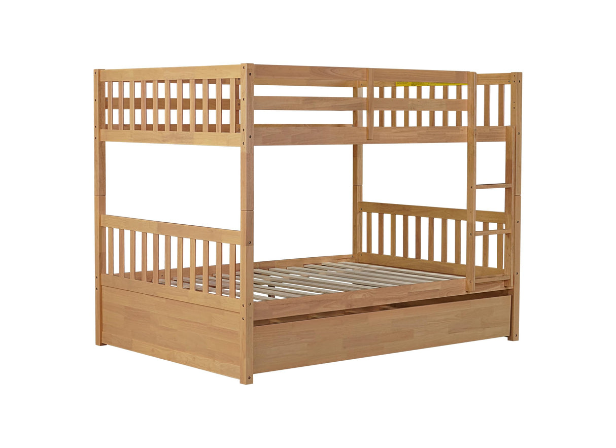 Bellemave Full Over Full Bunk Bed with Trundle,Convertible Bunk Beds with Ladder & Safety Guardrails,Full Size Trundle Bunk Beds for Kids Girls Boys,White Oak Bellemave
