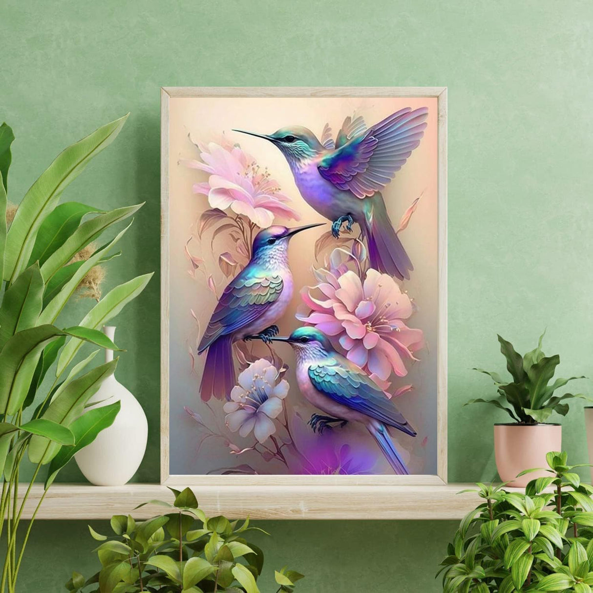 MIRCVSH Paint by Numbers Kit for Adults Framed,Hummingbird Paint by Number for Adults Beginner,Adults' Paint-by-Number Kits on Canvas with Wooden Easel for Home Wall Decor 12X16 Inch MIRCVSH
