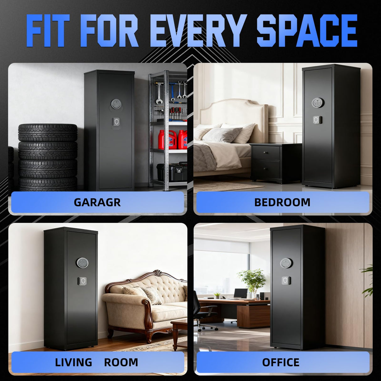 Lnoauys 8-10 Gun Safe for Rifles and Pistols, Gun Cabinets for Rifles and Shotguns, Long Gun Safe for Home Rifle and Pistols with Dual Alarm & Mute Mode, Gun Cabinet with Quick Access and Gun Rack Lnoauys