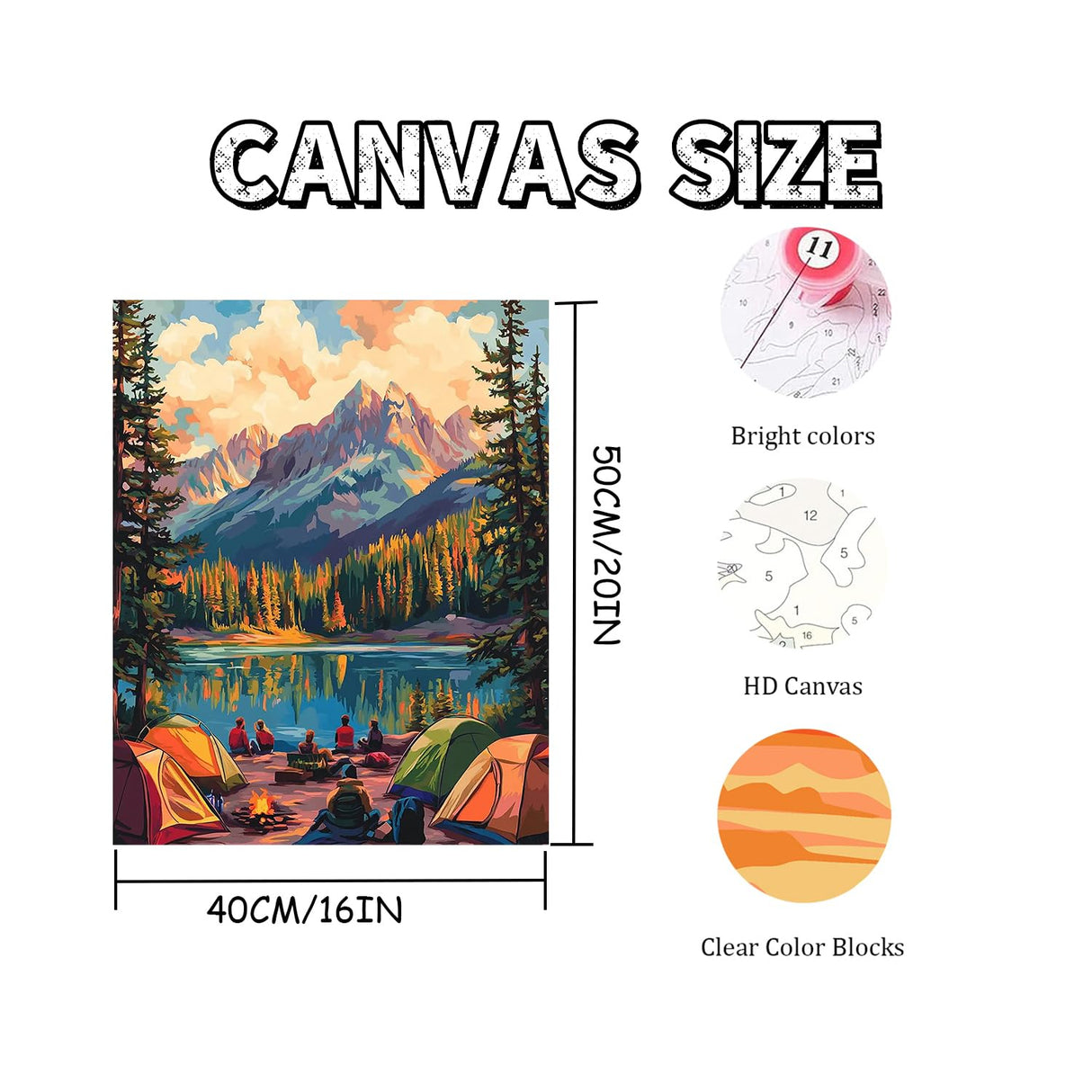Paint by Numbers for Adults Beginner, Mountain Lake at Sunset Landscape Adult Paint by Number Kits on Canvas, DIY Acrylic Oil Painting by Numbers for Home Wall Decor 16X20 inch (Without Frame) Mosaflare
