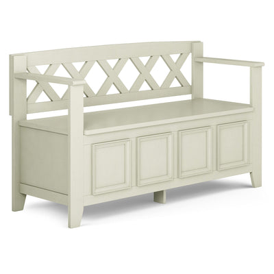 Amherst Solid Wood 48-Inch Entryway Storage Bench in Antique White
