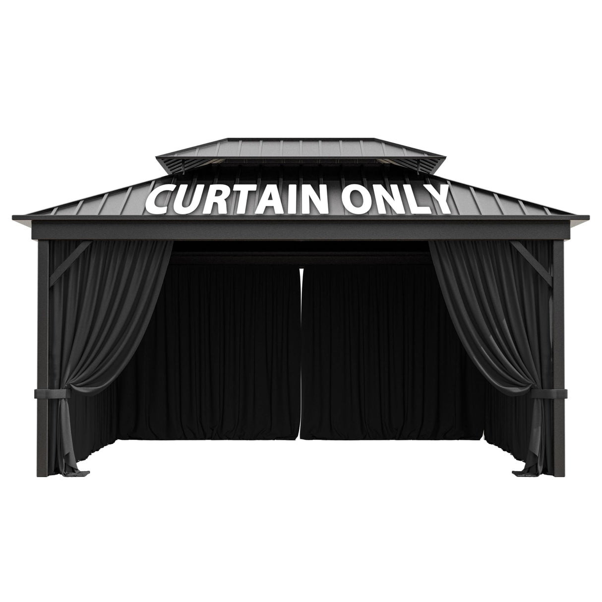 12'x14' Gazebo Curtains Outdoor Waterproof with Hanging Rings, 4-Panel Double Zipper Sidewalls Universal Replacement Privacy Curtain, Outdoor Gazebo Curtains for Patio, Backyard(Curtains Only) Snubbull