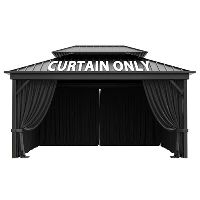 12'x14' Gazebo Curtains Outdoor Waterproof with Hanging Rings, 4-Panel Double Zipper Sidewalls Universal Replacement Privacy Curtain, Outdoor Gazebo Curtains for Patio, Backyard(Curtains Only)