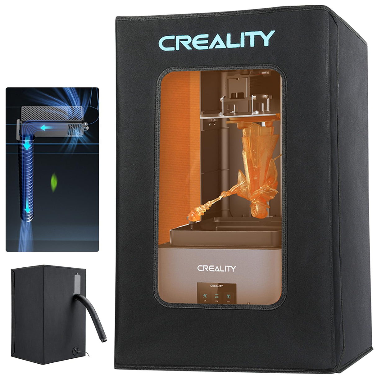 Creality Resin 3D Printer Enclosure Protective Cover with Ventilation, Carbon Filter, Fresh Air, Dust&Noise Reduce Tent for HALOT ONE/PLUS/PRO, HALOT SKY, HALOT LITE, HALOT MAGE/PRO, HALOT RAY, LD-006 Creality