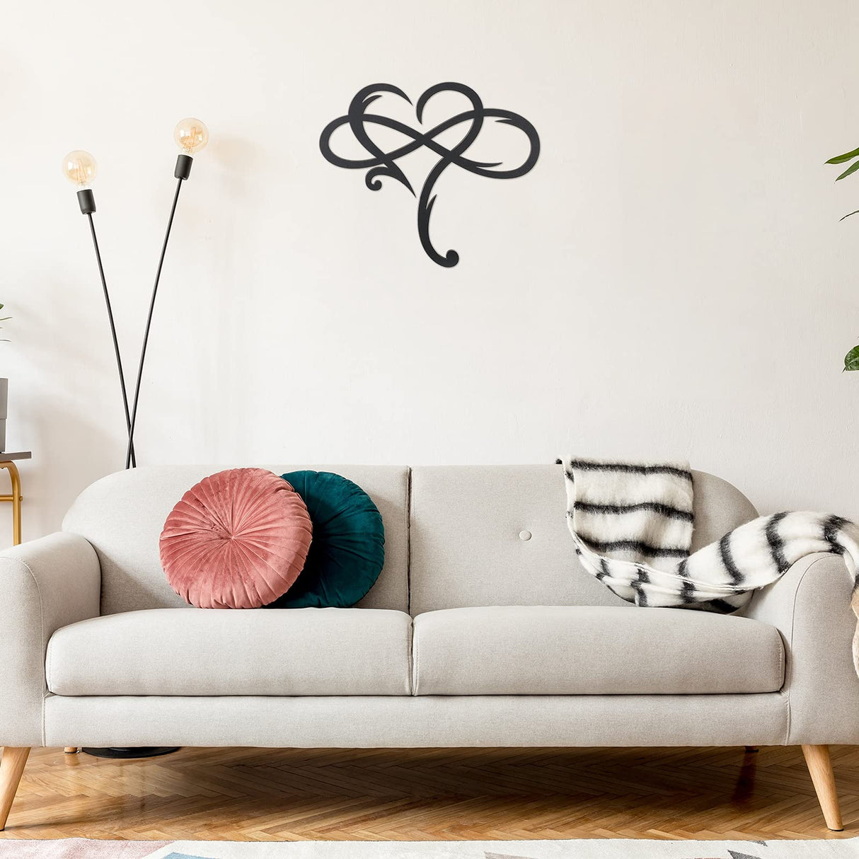 Willbond Wood Infinity Heart Wall Decor 9.8 x 11.8 Inch Love Sign Plaque Wood Art Geometric Wall Decor for Wedding Gifts Home Bedroom Living Room Decoration WILLBOND