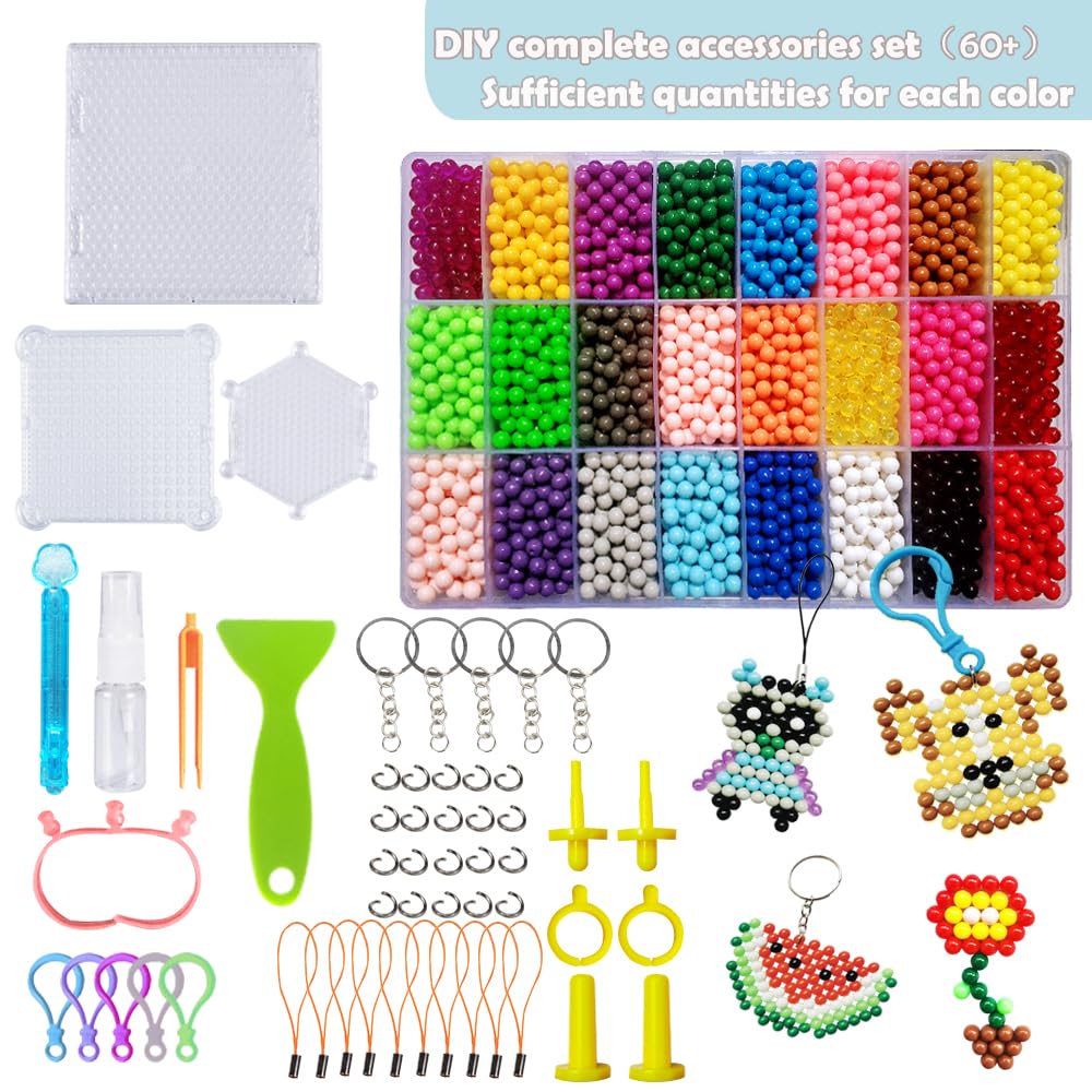 KACAGA Non-Iron Fuse Beads Over 6000 Arts Crafts Bead and Accessories Set Refill No Heat Creative DIY Starter Kit Toys for Kids KACAGA