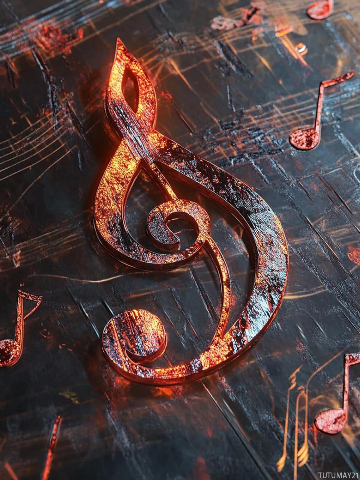 TUTUMAY21 Metallic Treble Clef Diamond Painting Kits, Music Full Round Drill Diamond Painting Kits 5D DIY Diamond Art Kits for Adults Women Home Decor 12x16 inch TUTUMAY21