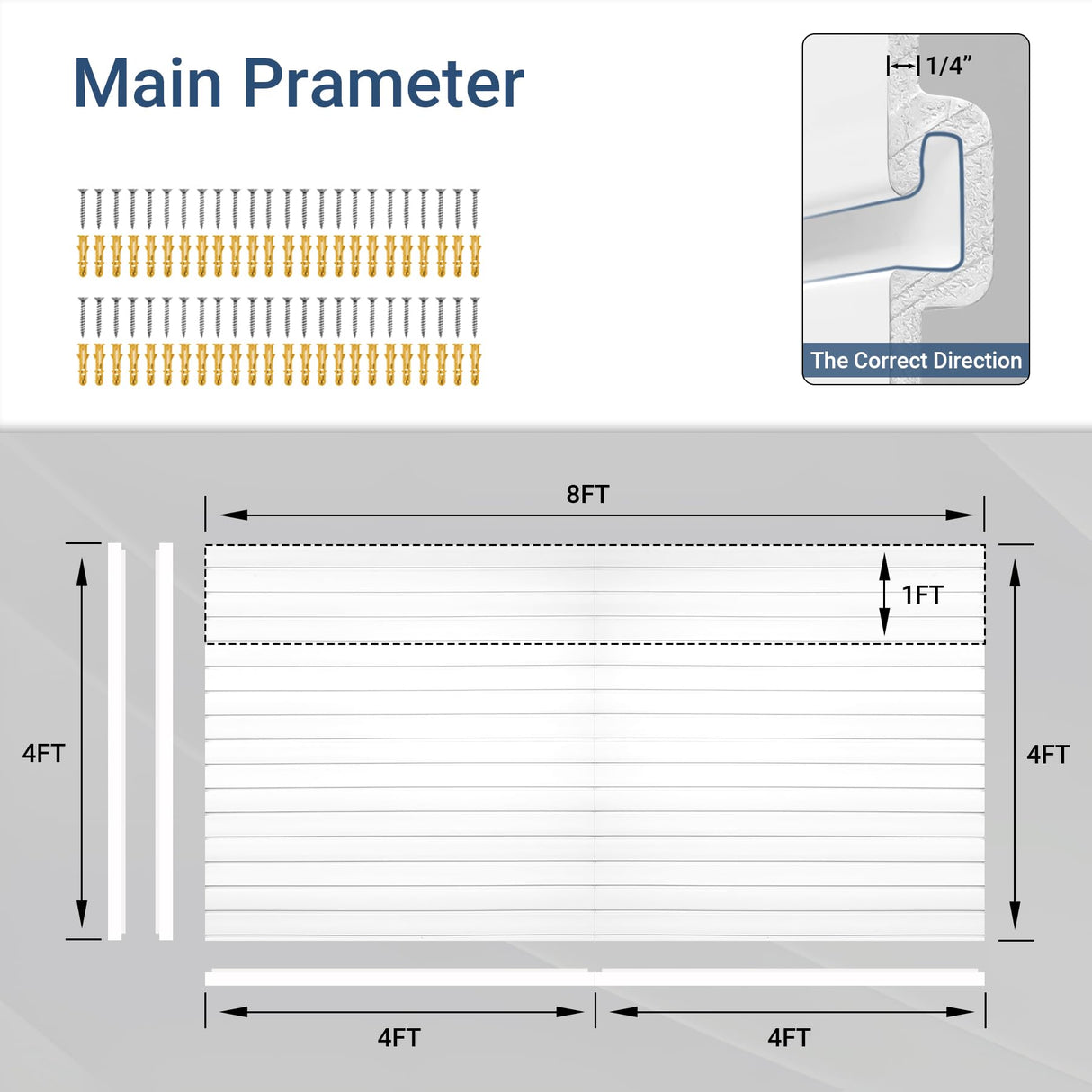 Neoaider Slatwall Panel 8 FT x 4 FT, Interlocking Slat Wall Paneling, Wall Mounted PVC Wallpanel, Suitable for Garage Storage and Organizer, Slatwall Board, Shelves - White Neoaider