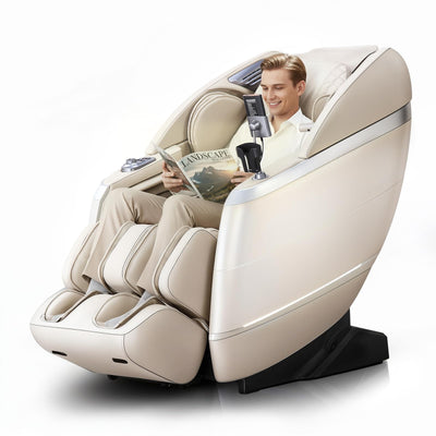 HealthRelife 4D Massage Chair Full Body, 166° Flexible Track, 18 Modes, 11 Techniques, 36 Airbag Massage, with Yoga Stretch, Foot Massage, Zero Gravity Massage Recliner(Beige)