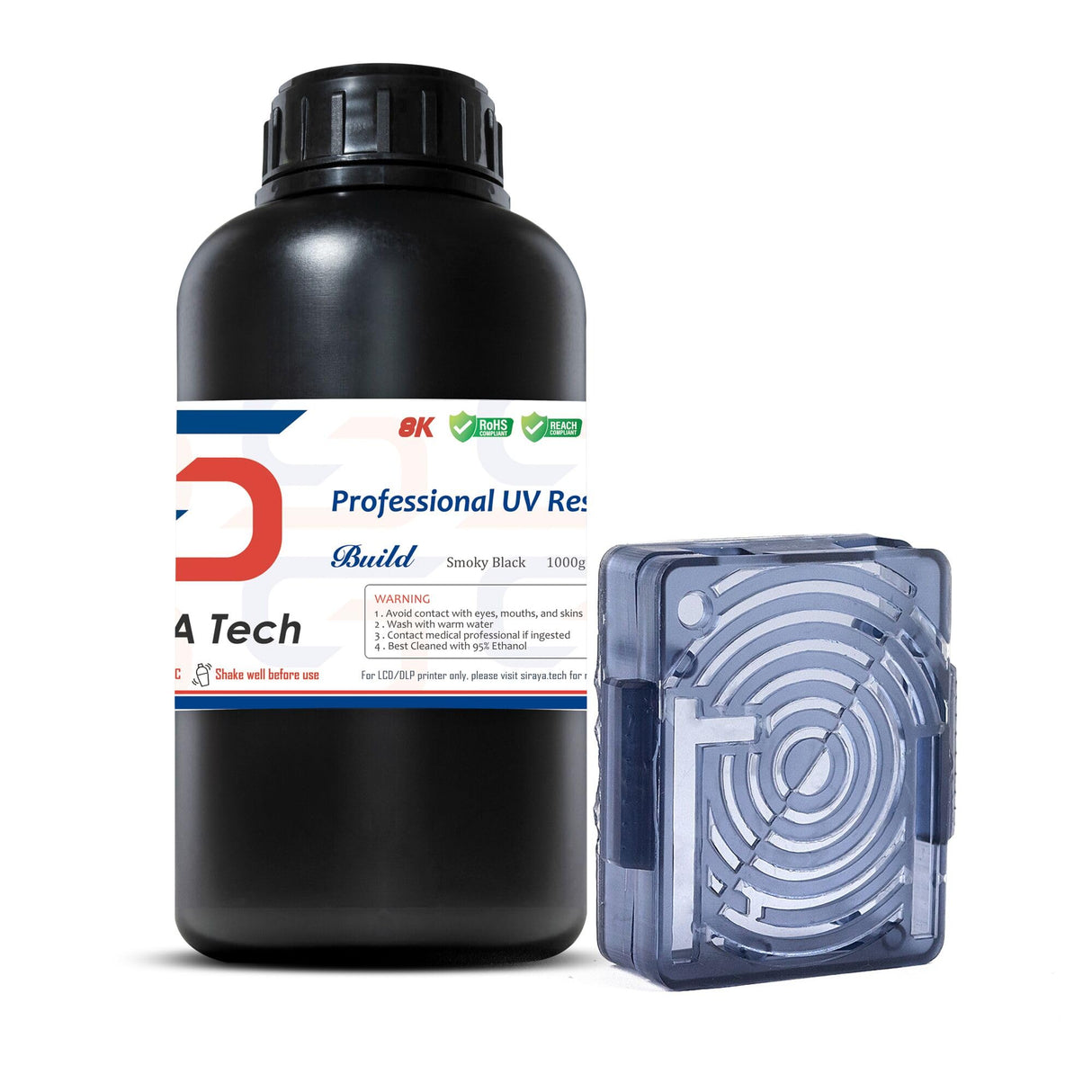 Siraya Tech Build 3D Printer Resin - High Precision Engineering Resin, Non-Brittle, Tappable, Low Warp & Shrink, for Detailed Models & Functional Parts and 8K LCD 3D Printers (Smoky Black, 1kg) Siraya Tech