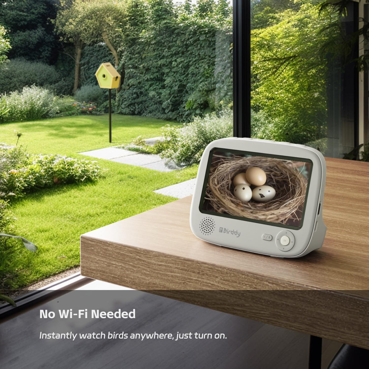 RELI Birddy® Nest with Camera & Monitor, 2K Resolution Cam Plug-and-Play Bird House with 24/7 Live Stream, Outdoor Nesting Box for Garden Birds, Ideal Gift for Bird Lover Watching Birds RELI