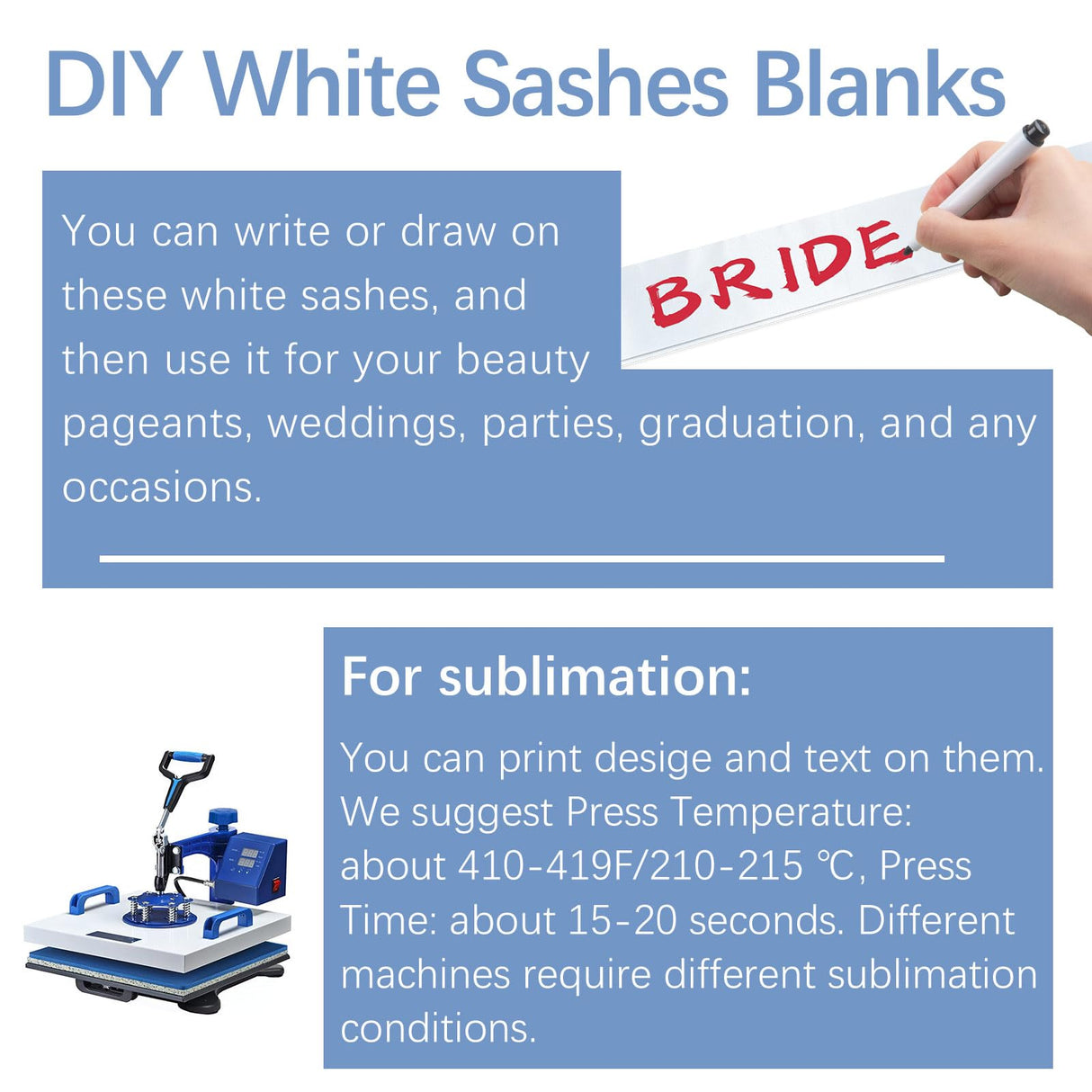 LaiHiulaan 15Pcs White Sashes Blank Satin Sashes for Pageants Sublimation Blanks Sash to Decorate Plain 2025 Senior White Sash Birthday Sash for Women Homecoming LaiHiulaan