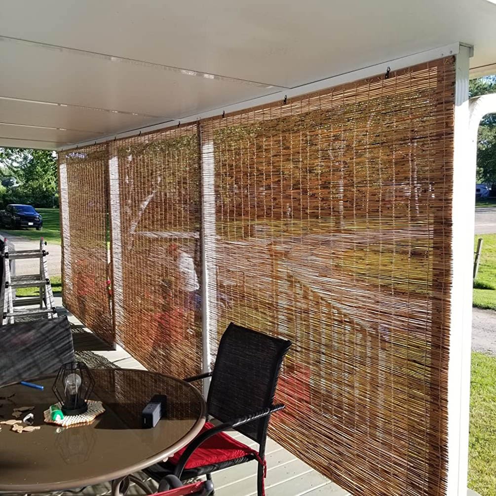 Bamboo Window Shades Outdoor Blackout Bamboo Roller Blinds,28x72in 38x64in 48x48in 64x64in 72x72in Cordless Roll Up Shade for Patio Balcony Porch Privacy Retro Bamboo Curtains (Size : W 64inxH 60in) WZLSQLTY
