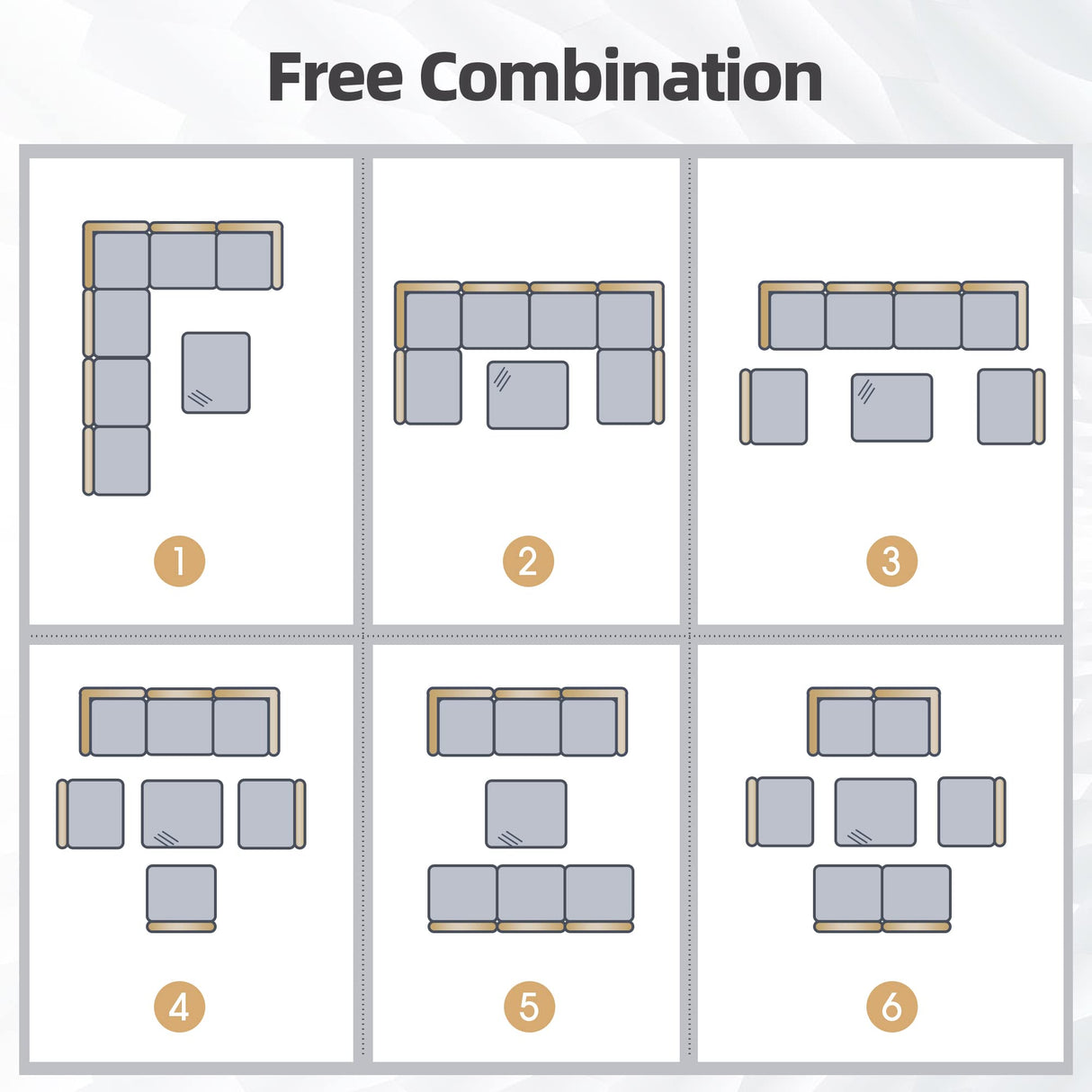 7 Piece Outdoor Patio Furniture Sets with Cushions, Outdoor PE Rattan Wicker Sectional Conversation Patio Couch Sofa Set with Coffee Table, for Garden, Deck, Poolside, Gray Welpatio