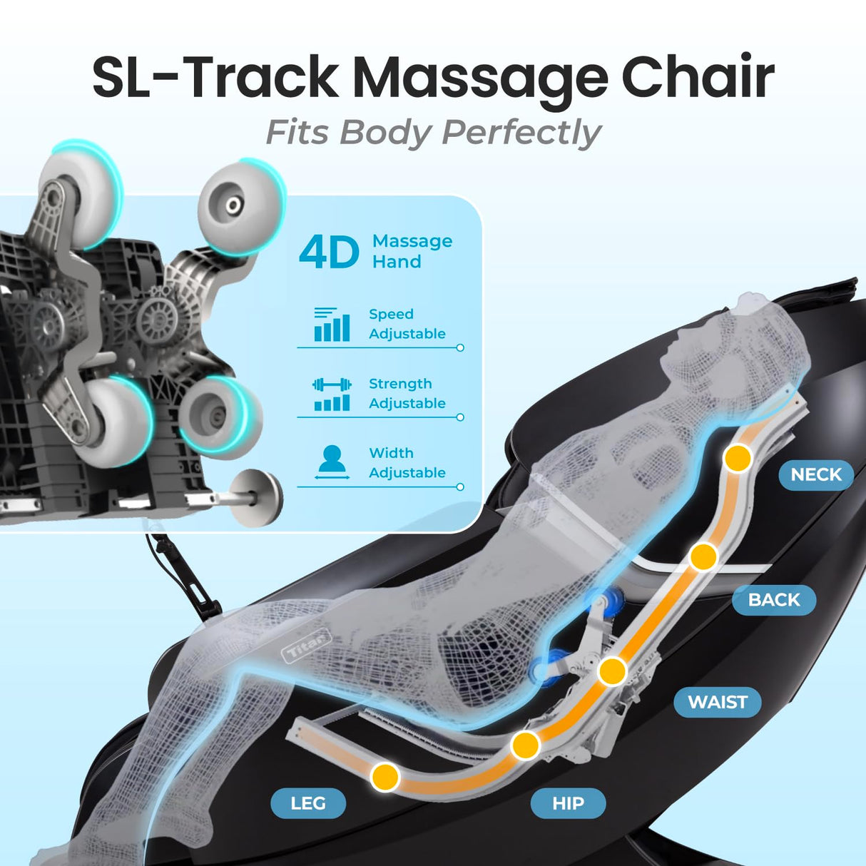 Titan Pro Vigor 4D | Taupe | Full Body Massage Chair | Zero Gravity Reclining | SL Track | Multiple Massage Techniques | Heated Roller | Space Saving | Foot & Calf Massage Titan