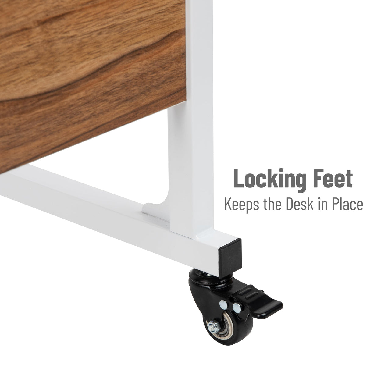 Mind Reader Woodland Collection, Mobile Sit/Stand Laptop Desk, Adjustable, Lockable Casters, Portable, 21.75" L x 15.75" W x 33" H, White Mind Reader