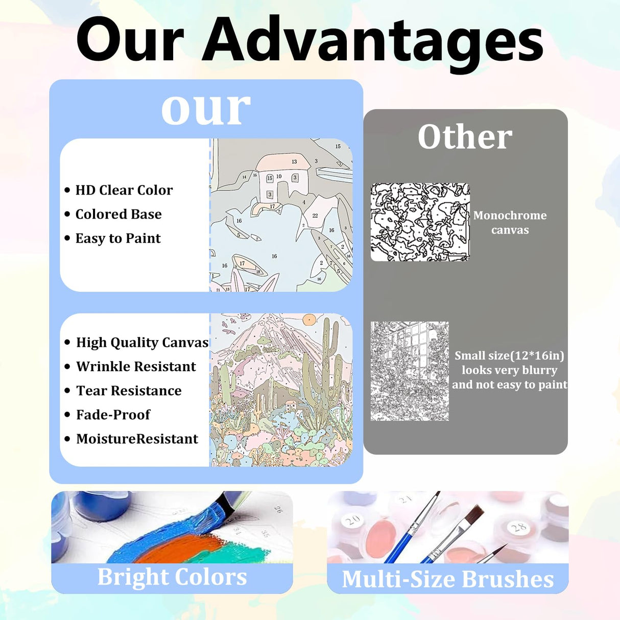 3 Pack Wildflowers Paint by Numbers Kit for Adults with Wooden Frame, Acrylic Paint by Numbers for Adults Beginners, Flowers Painting by Numbers Kits for Adult Gift Home Wall Decor 8x12inch Aestalrcus