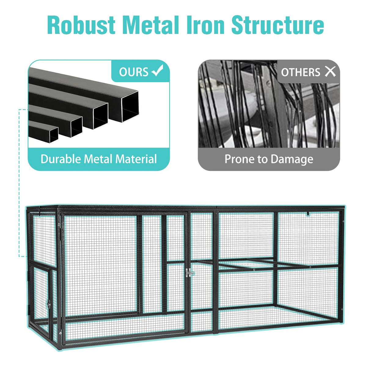 Suumerpety Heavy-Duty Metal Chicken Coop Run Extension - 14.3 sq ft Lockable Outdoor Playpen for Chickens, Ducks, Rabbits | Predator-Proof Design, Expandable Panels & Weather-Resistant Frame Suumerpety