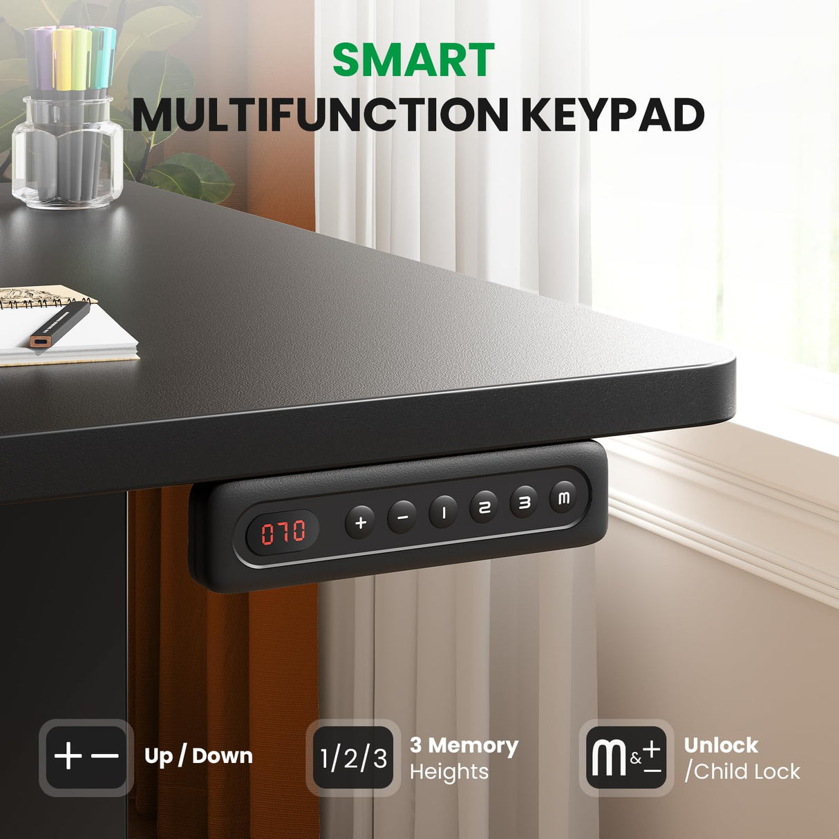 SIAGO Electric Standing Desk Adjustable - 55 x 24 Inch Sit Stand up Desk with Cable Management - 3 Memory Preset Adjustable Height Table SIAGO