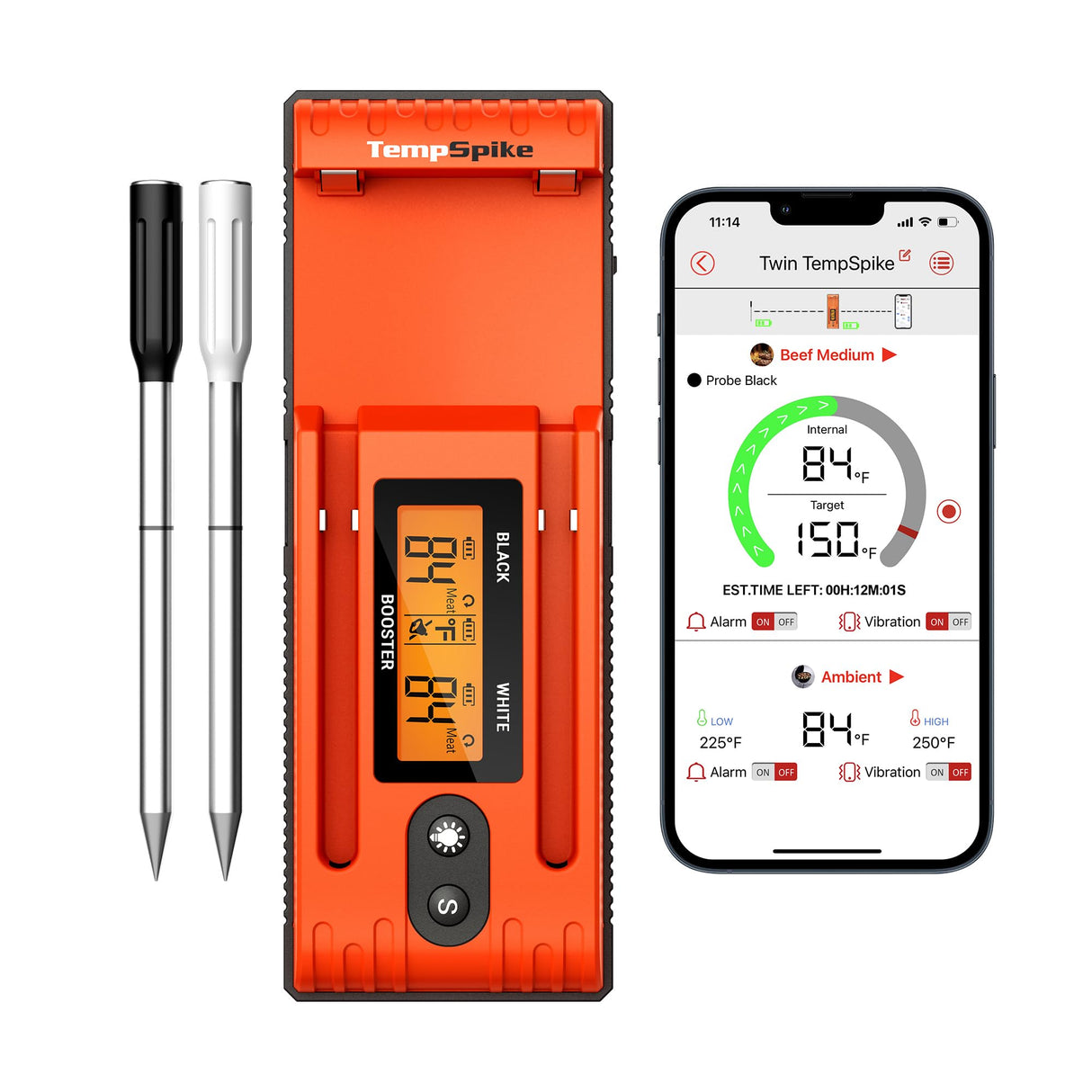 ThermoPro TempSpike Wireless Meat Thermometer with 2 Meat Probes, 500FT Bluetooth Meat Thermometer for Cooking with LCD-Enhanced Booster for Food Turkey Beef Rotisserie BBQ Oven Smoker Thermometer ThermoPro