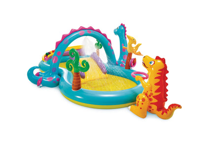 Intex 11' x 7.5' x 44" Dinoland Play Center Kiddie Inflatable Outdoor Swimming Pool