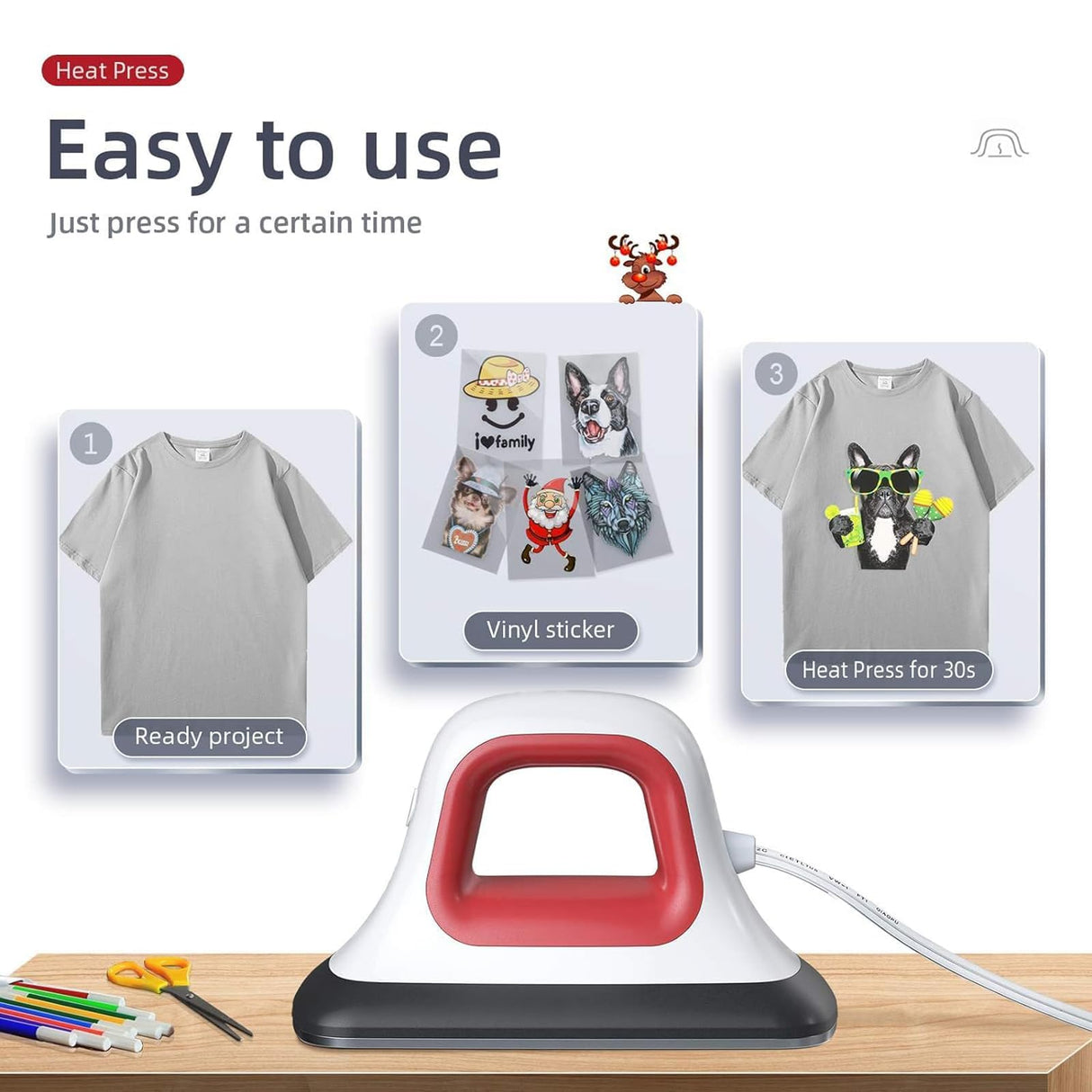 Heat Press - 7" x 3.8" Heat Press Machines for T Shirts Shoes Bags Hats and HTV Vinyl Projects & Portable Easy Iron Press Machine for Heating Transfer HYTIREBY