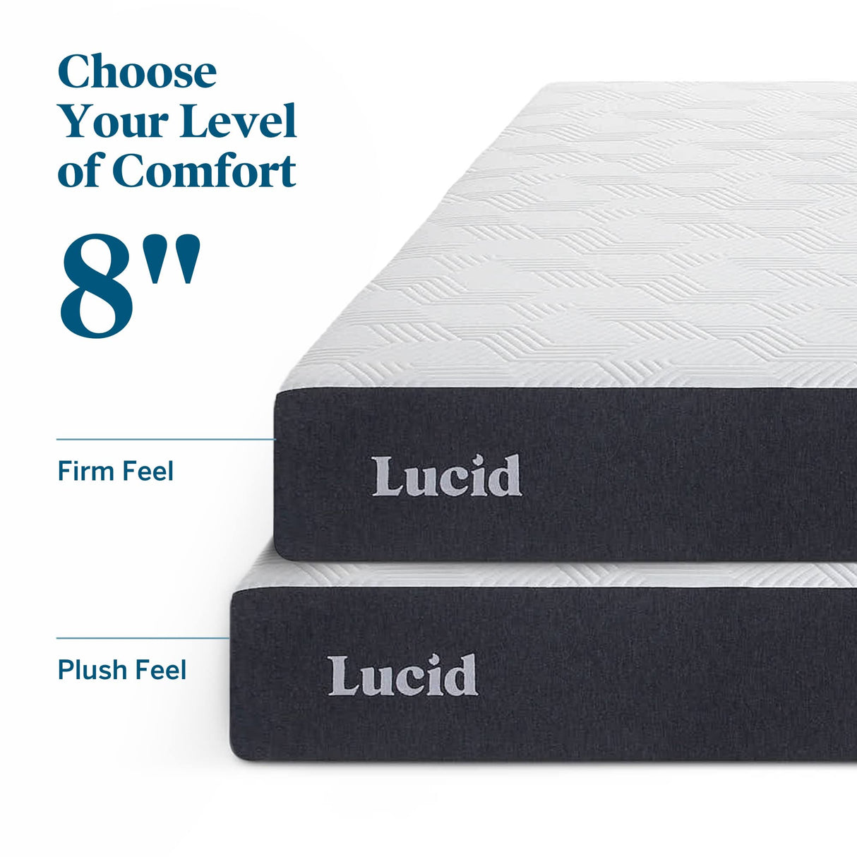 Lucid 8 Inch Queen Mattress - Plush Gel Memory Foam Mattress – Bamboo Charcoal Foam –Gel Infused- Hypoallergenic Foam Mattress LUCID