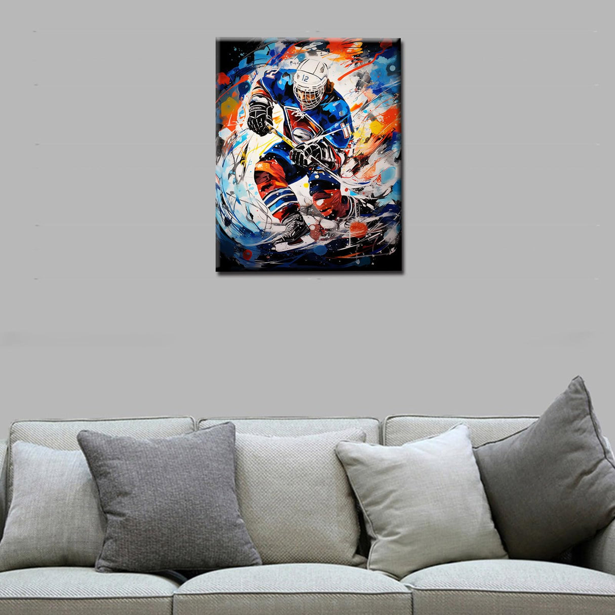Ice Hockey Athletes Painting Graffitic Sportman Paint by Number Kits 16 x 20 inch Canvas Extreme Sports DIY Oil Painting for Kids Adults Beginner with Brushes and Acrylic Home Decor (Frameless) TUMOVO