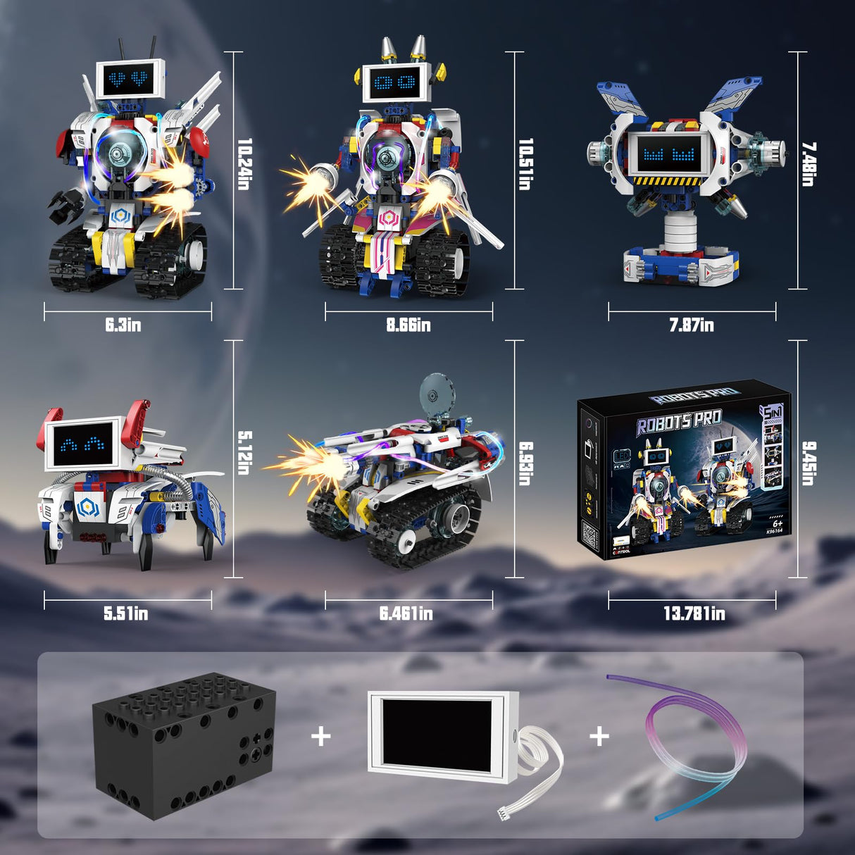 VOPOGLNE 5 in 1 STEM Robot Building Kit, APP & Remote Control Screen Building Toys, Eye Coding Robots Rechargeable, 620Pcs DIY Super Warriors for Kids Learning, Boys Girls Birthday Gifts VOPOGLNE