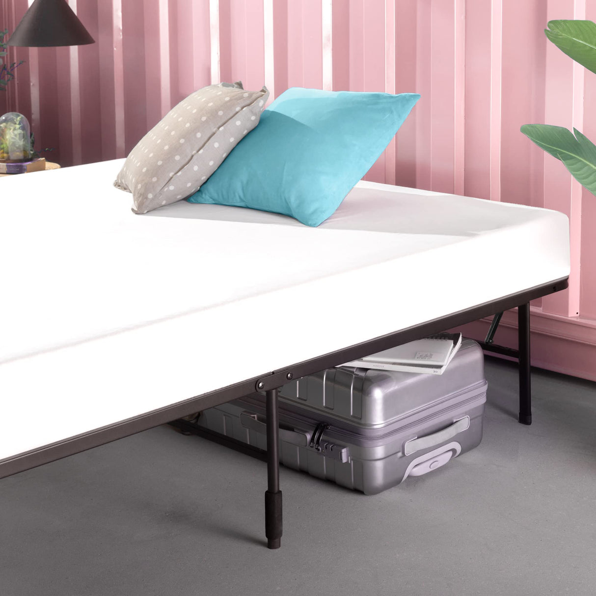 ZINUS SmartBase Tool-Free Assembly Mattress Foundation, 14 Inch Metal Platform Bed Frame, No Box Spring Needed, Sturdy Steel Frame, Underbed Storage, Black, Twin, Regular Zinus