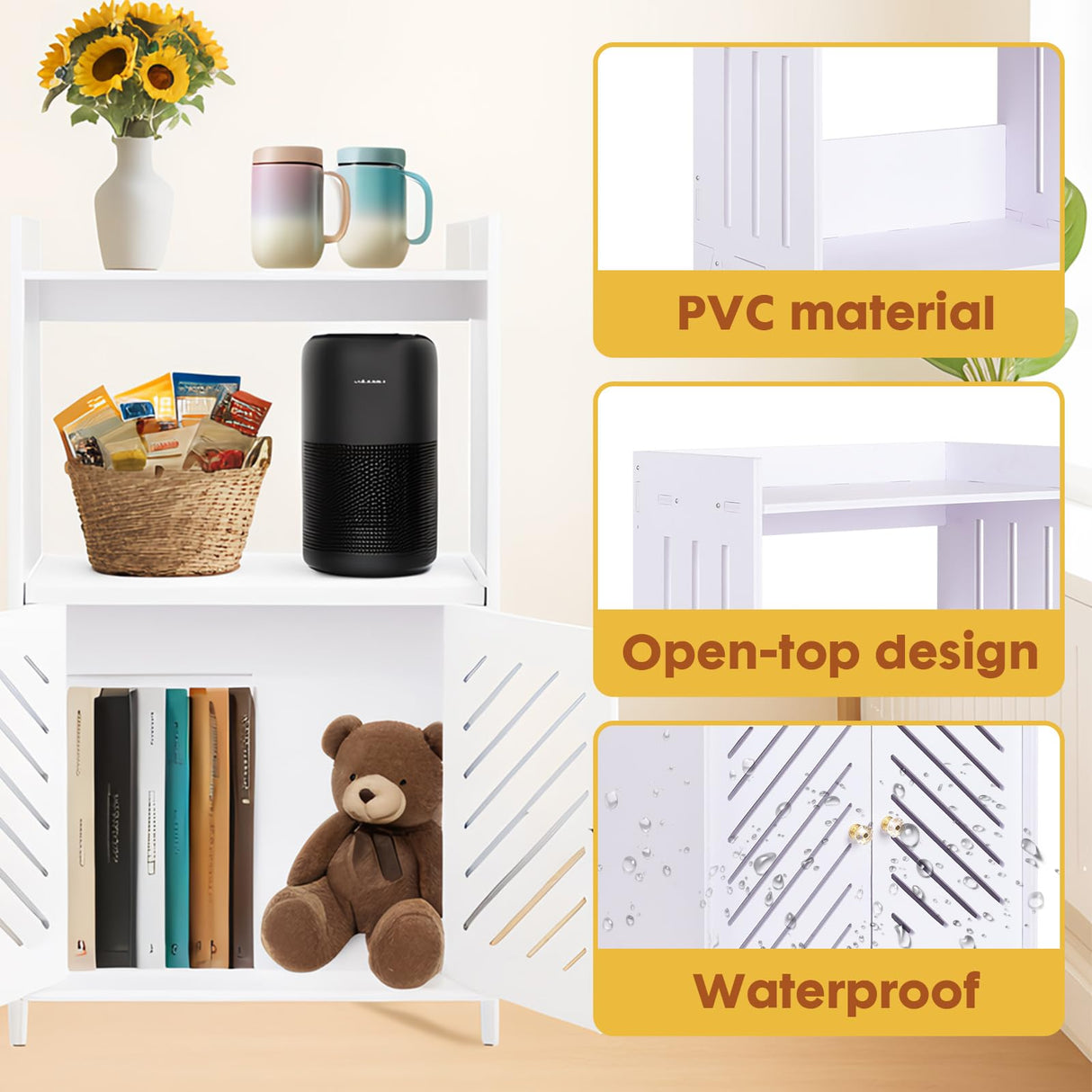 ShellKingdom Bathroom Storage Cabinet, Free Standing Floor Cabinet, Home Storage Shelf with Drawer and Door for Bathroom, Living Room, Kitchen, Office, 25.19 X 14.17 X 9.44 INCH ShellKingdom