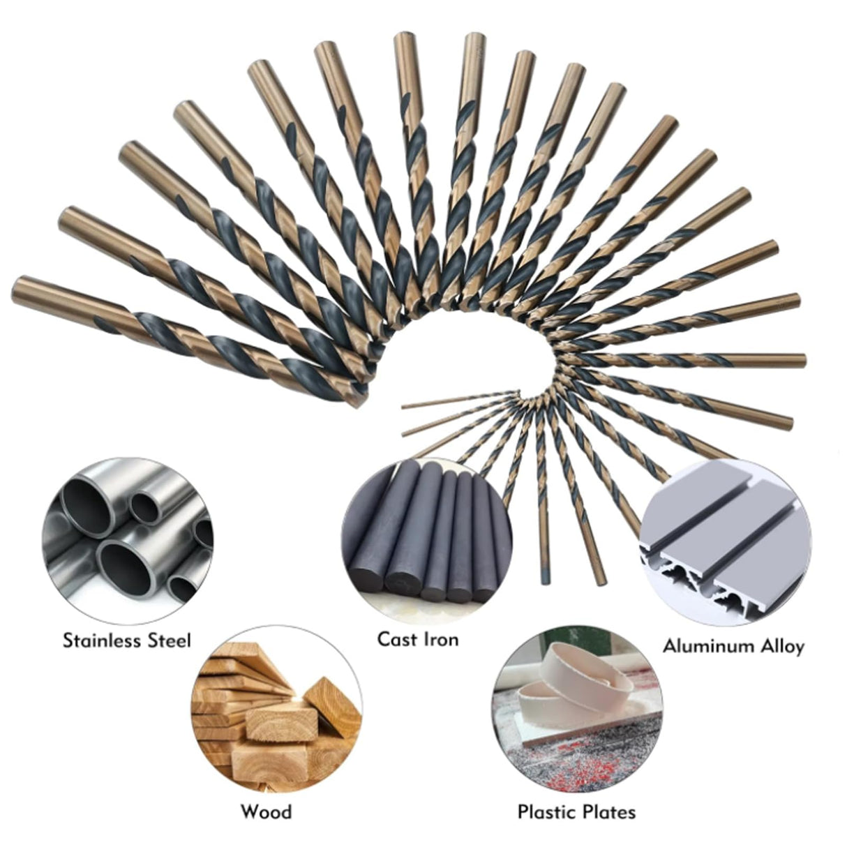 CaRoller 29Pcs Cobalt Drill Bit Set, 135 Degree Tip High Speed Steel with Black and Gold Finish, Stainless Steel, Plastic and Wood with Metal Indexed Storage Case 1/16"-1/2" CaRoller