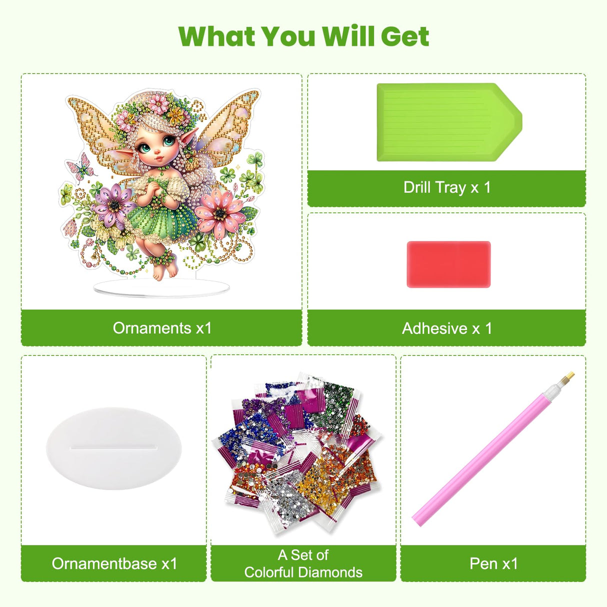 MOGTAA Fairy Diamond Art Desktop Ornaments Kits for Adults, DIY Flowers Diamond Art Painting Tabletop Ornament Kit, Special Shaped Crystal Gem Art Crafts for Home Office Table Decor Gift MOGTAA