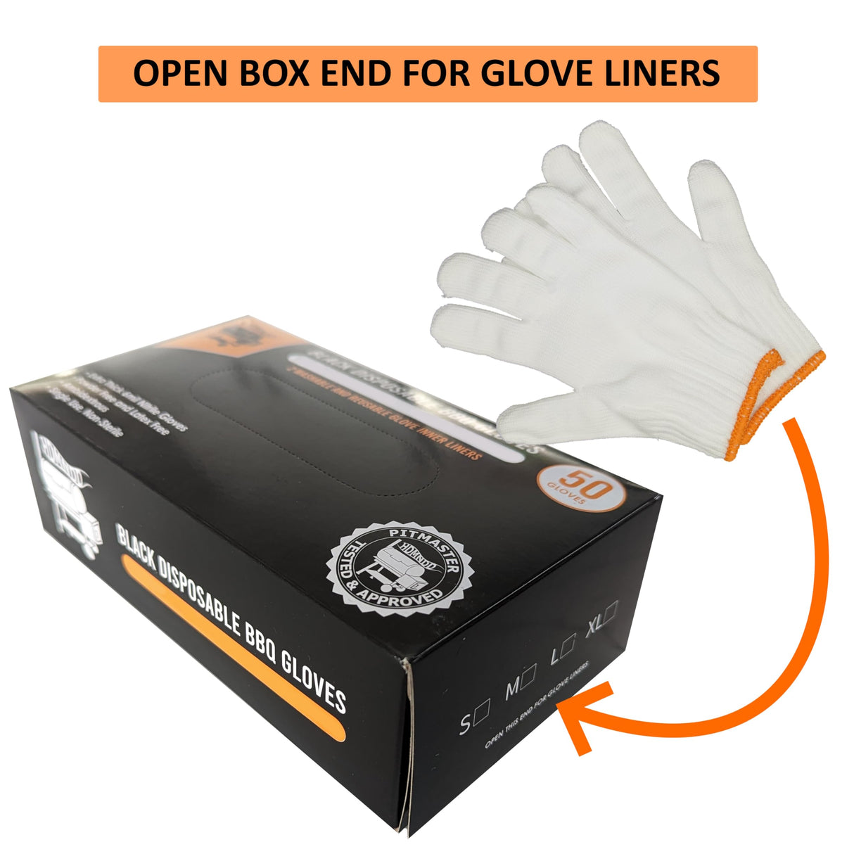 HDMNDD Black Disposable BBQ Grill Gloves Kit - 50 Heavy Duty Textured Grip and 2 Heat Resistant Reusable Liners Meat Pulling (Full Palm & Finger Texture, X-Large) HDMNDD