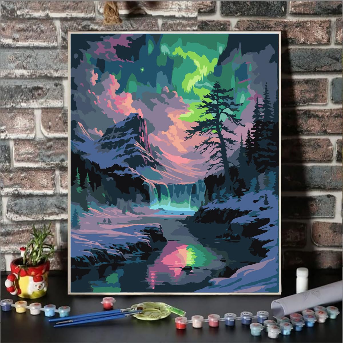 Lovepefe Snow Mountain Paint by Numbers Kit for Adults Beginner Waterfall Adult Paint by Number Kits On Canvas Mountain Oil Painting Kit for Adults Kits for Gift Home Wall Decor 16x20 Inch Lovepefe