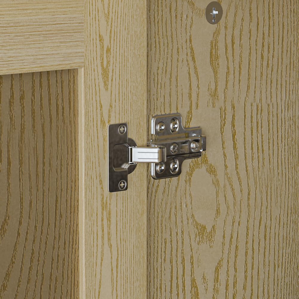 Homsee 6 Door Wardrobe Armoire Closet, Large Bedroom Cabinet Armoire with Rattan Doors, 2 Drawers, Hanging Bars & Shelves, Light Brown Homsee