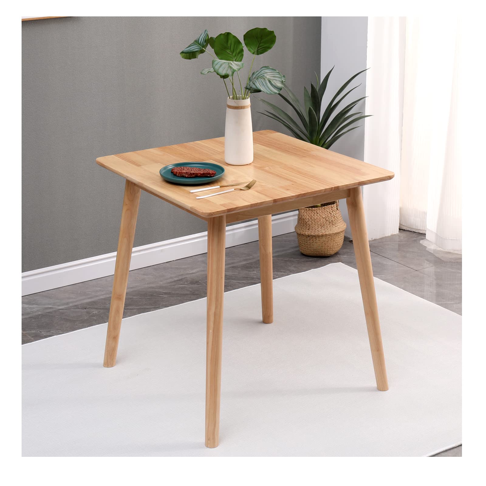 OGMILL 27.6" Small Square Wooden Dining Table for 2, Natural Kitchen ...