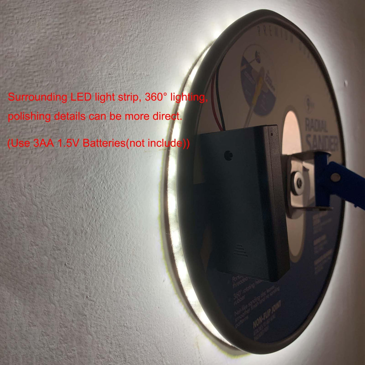 9 inch Drywall Sander,360 Degree Rotary Round Ceiling Radial Sander,Circular Handing Pole Wall Sander for Dry Wall and Painting(with Light Strip) VOLSIVE