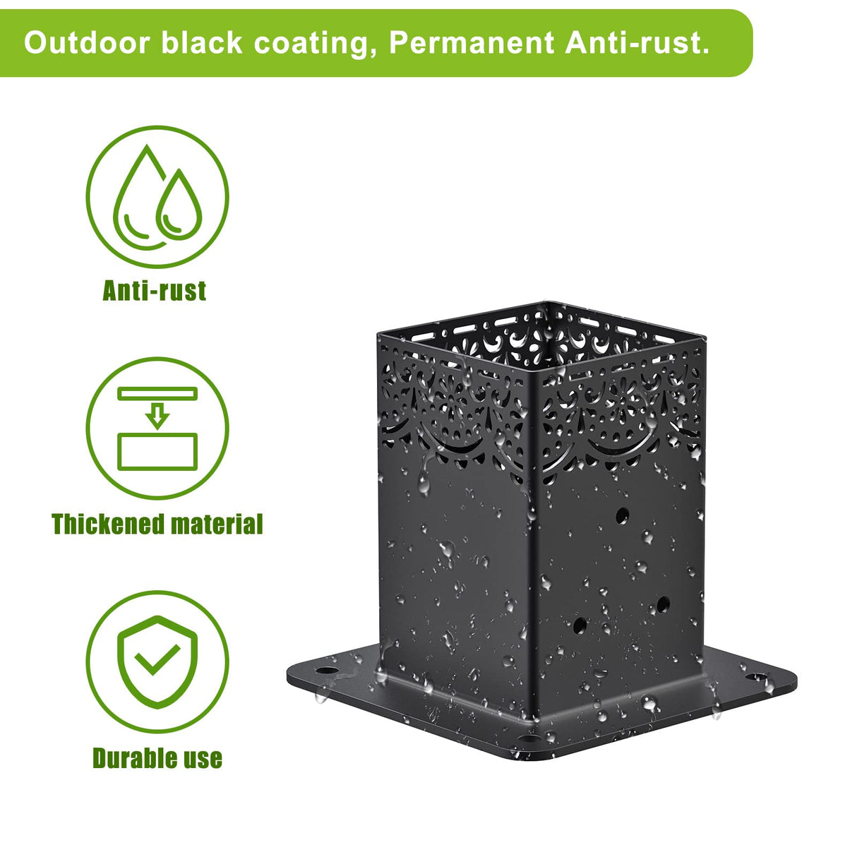 Insaga Decorative 4x4 Post Base for Concrete, 4x4 Post Bracket with 4MM Thickness Base, Deck Post Brackets 4x4 (Inner Size 3.6'' x 3.6'') for Deck Post Base, Porch Railing Post Holder (Set of 4) Insaga
