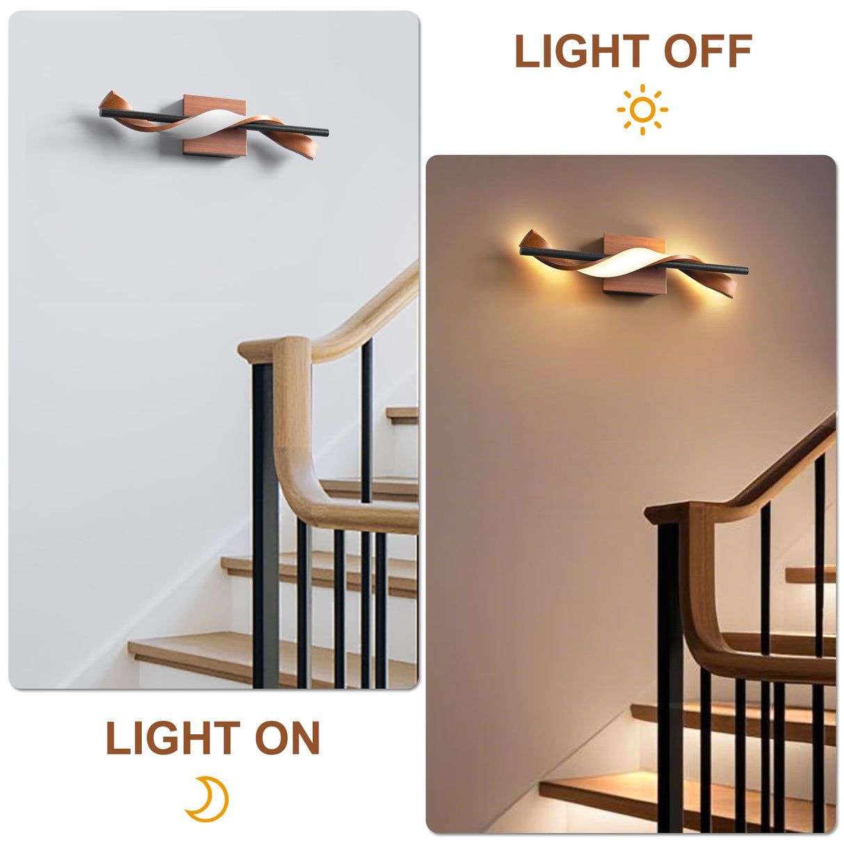 Lawyettle Farmhouse LED Wall Sconce, 3000K Dimmable LED Bathroom Light Fixture, 17.9" Vanity Light Over Mirror, Wood Indoor Wall Lamp for Bedroom, Living Room Lawyettle