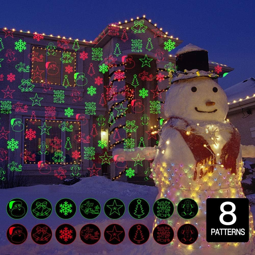 Christmas Projector Lights Outdoor Holiday Laser Lights Landscape Spotlight Red and Green Star Shower with 360 Accessibility Wireless Remote Christmas Decor for Xmas Party Outdoor Garden Patio Wall Y YUEGANG